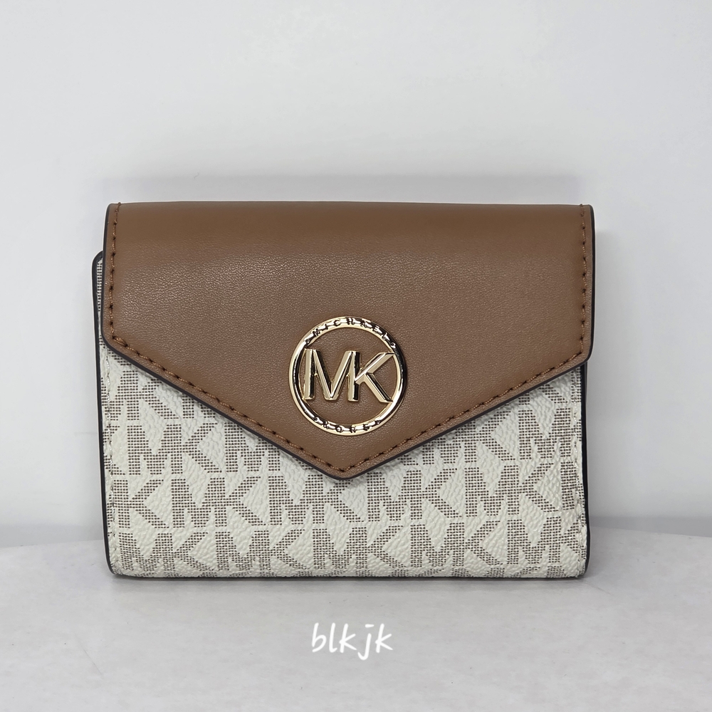 Michael Kors Carmen Medium Logo And Leather Trifold Envelope Wallet NWOT